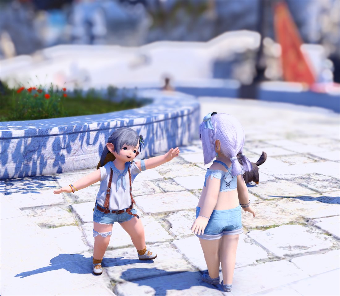 FFXIV 中两人在海边的场景