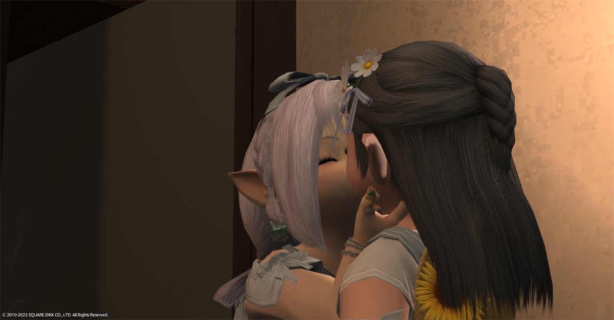 FFXIV 中两人贴近的瞬间